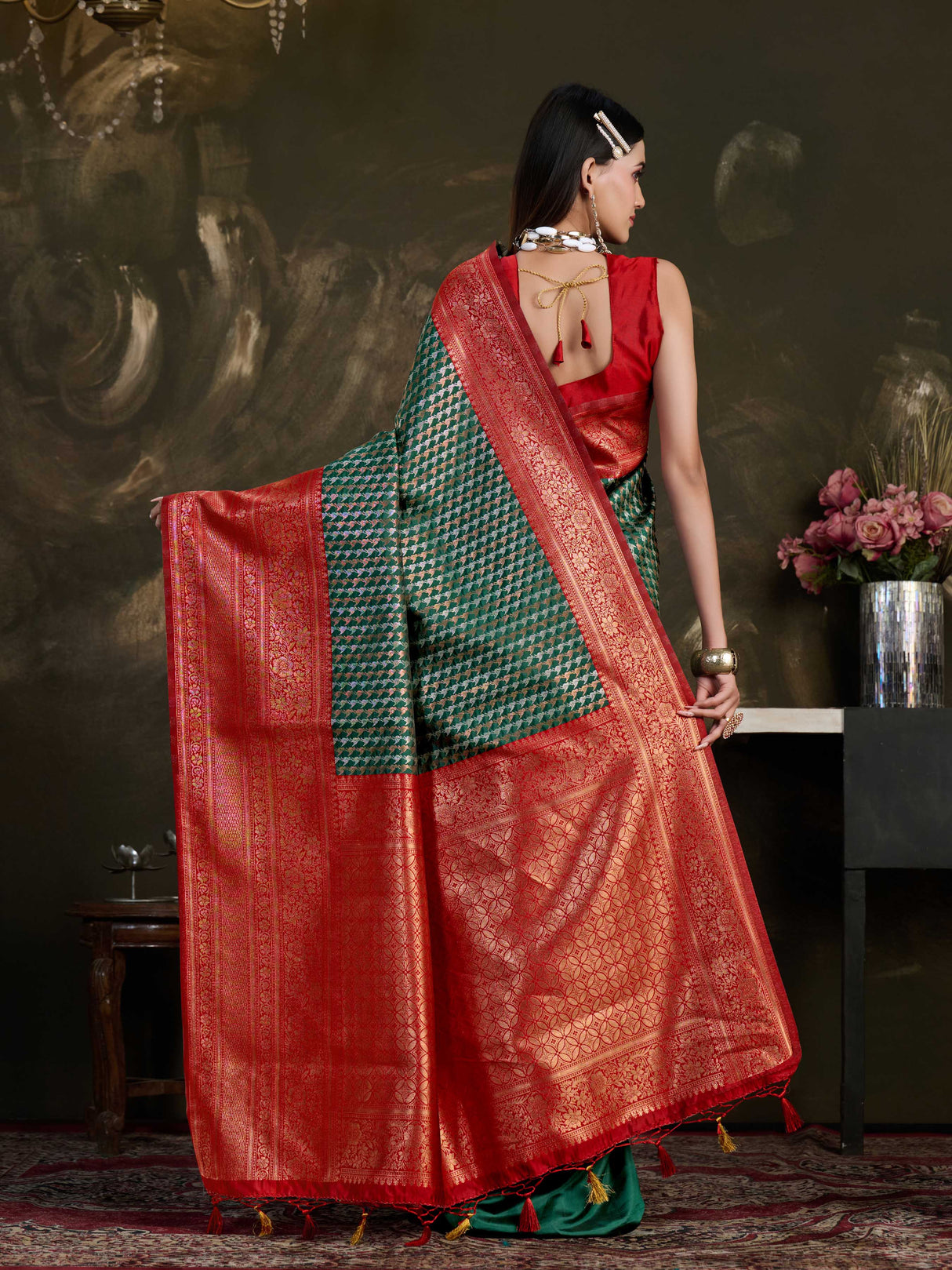 Mimosa Women's Woven Design Kanjivaram Art Silk Saree With Blouse Piece : SA0000907BG