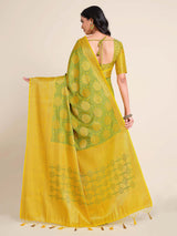 Mimosa Womens Art Silk Saree Kanjivaram Gold Color