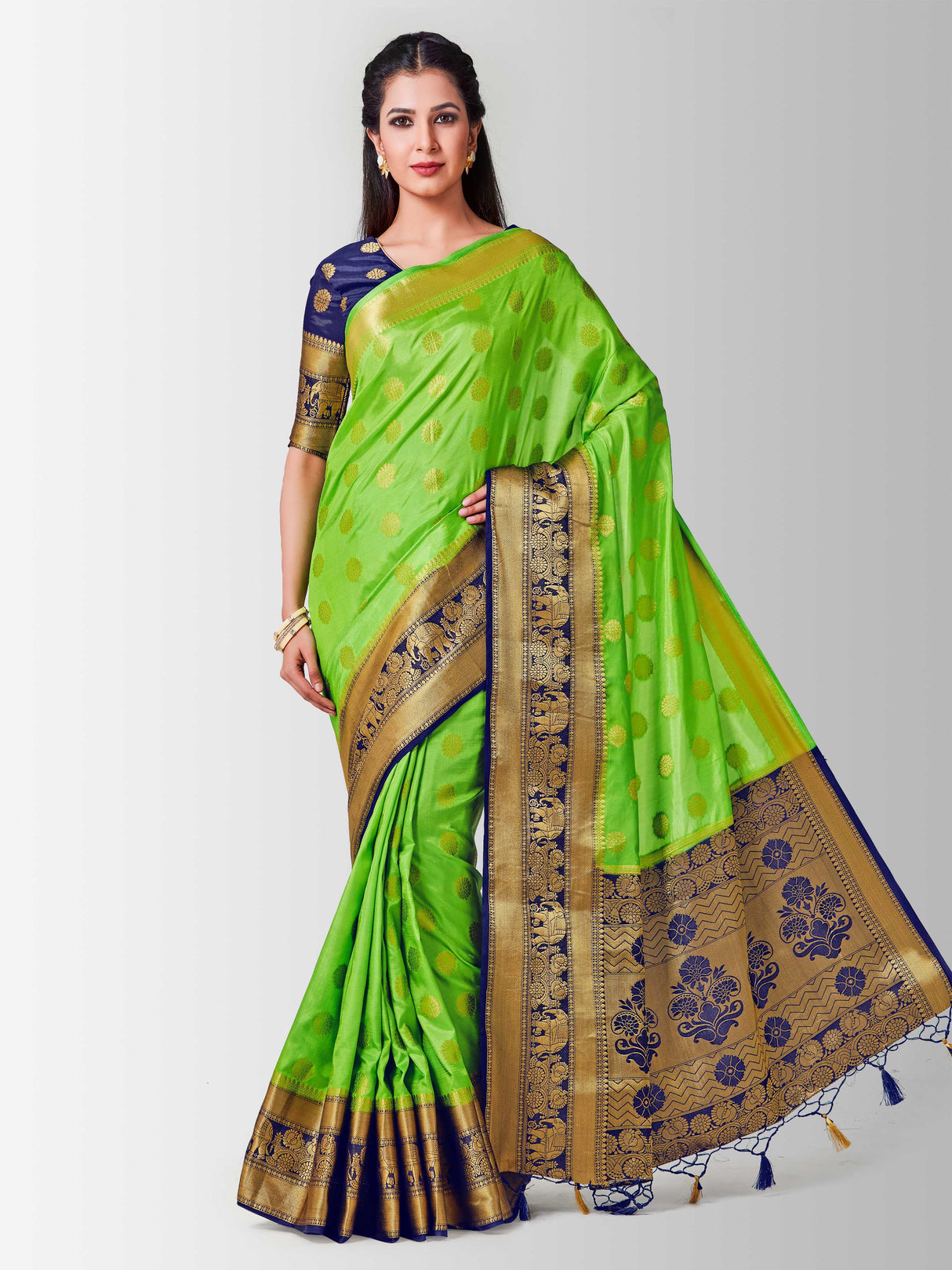 Mimosa Womens Art Silk Saree Kanjivaram Liril Color