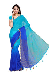 Mimosa Womens Chiffon Saree Kanjivaram Royal Blue Color