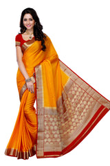 Mimosa Womens Crepe Saree Mysore Silk Gold Color