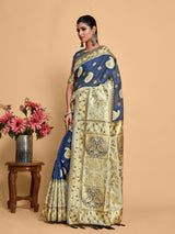 Mimosa Women's Woven Design Kanjivaram Art Silk Saree With Blouse Piece : SA00001246NVFREE