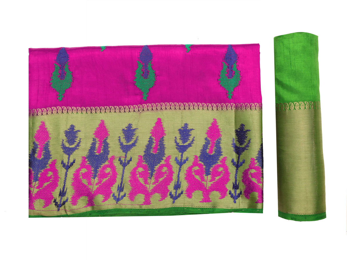 Mimosa Womens Art Silk Saree Kanjivaram style Mejanta Color