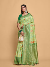 Mimosa Women's Woven Design Kanjivaram Linen Saree With Blouse Piece : SA00001236LRFREE