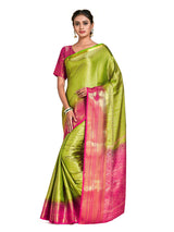 Mimosa Womens Art Silk Saree Kanjivaram Olive Color