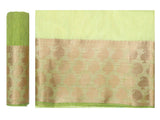 Mimosa Womens Linen Saree Kanjivaram style Pista Color