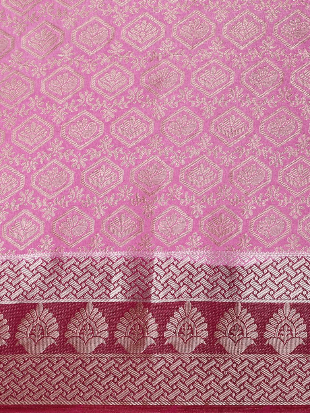 Mimosa Womens Art Silk Saree Kanjivaram style Pink Color