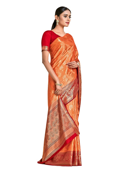 Mimosa Womens Art Silk Saree Kanjivaram Peach Color