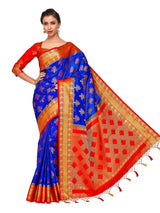 Mimosa Womens Art Silk Saree Kanjivaram Royal Blue Color