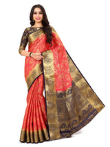 Mimosa Womens Art Silk Saree Kanjivaram Strawberry Color