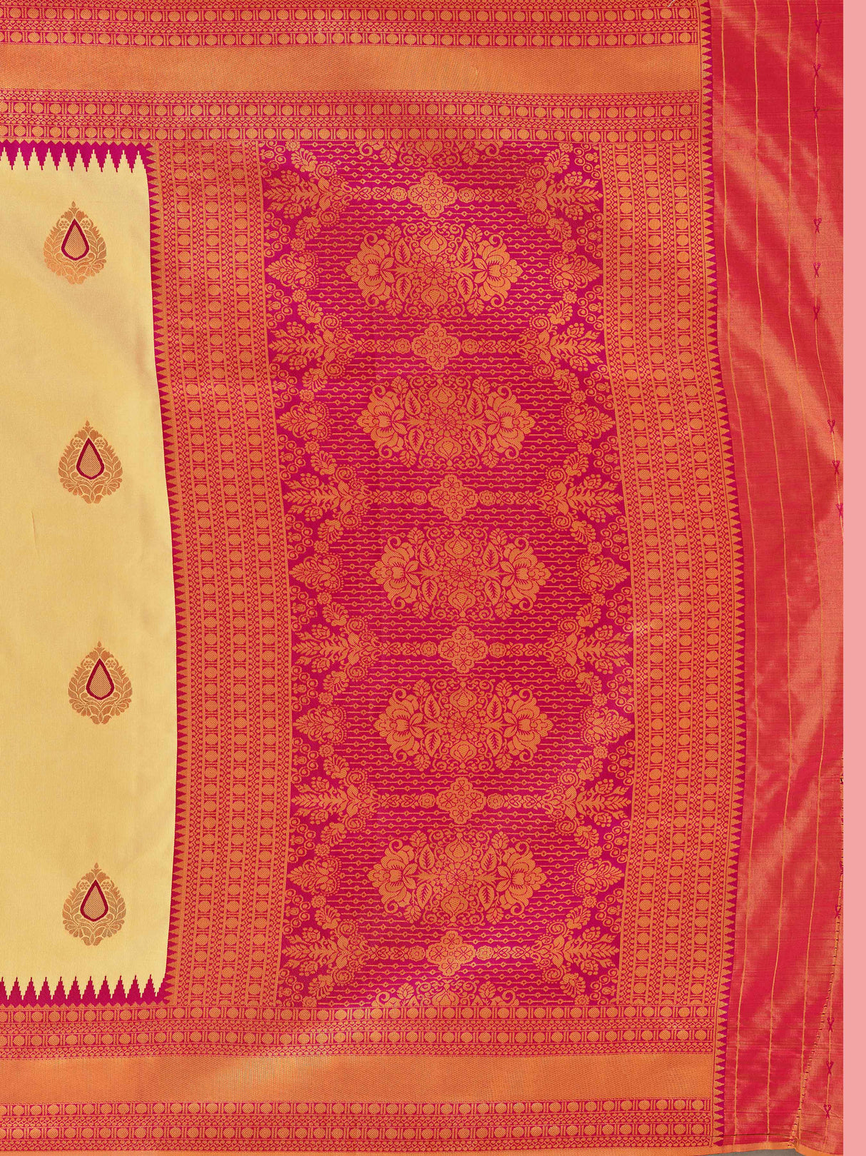 Mimosa Women's Woven Design Kanjivaram Style Art Silk Saree With Blouse Piece : SA00001377BEGFREE