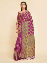 Mimosa Womens Crepe Saree Mysore Silk Mejanta Color