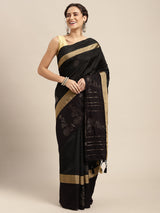 Mimosa Womens Art Silk Saree Banarasi Black Color