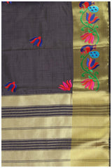 Mimosa Womens Tussar Silk Saree Kanjivaram style Navy Blue Color