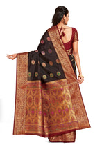 Mimosa Womens Art Silk Saree Dharmavaram Chocolate Color