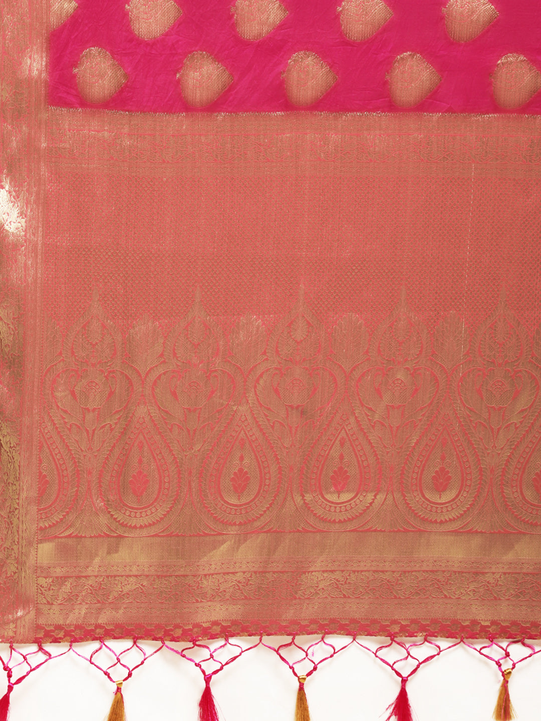 Mimosa Womens Crepe Saree Mysore Silk Rani Color