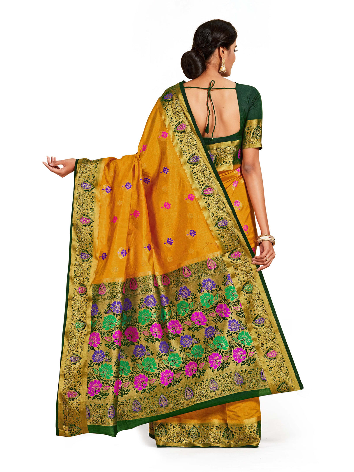 Mimosa Womens Art Silk Saree Dharmavaram Mustard Color