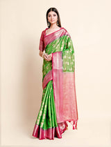 Mimosa Womens Art Silk Saree Kanjivaram Green Color