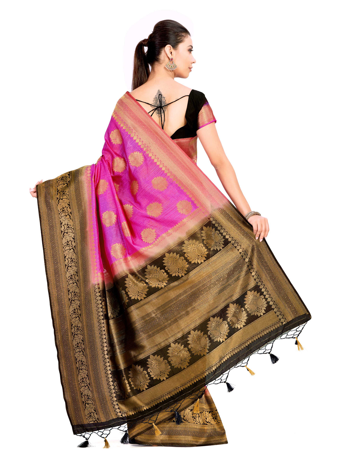 Mimosa Womens Art Silk Saree Kanjivaram Pink Color