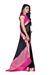 Mimosa Womens Chiffon Saree Kanjivaram style Black Color