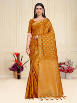 Mimosa Womens Art Silk Saree Kanjivaram Mustard Color