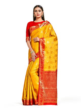 Mimosa Womens Art Silk Saree Kanjivaram Gold Color