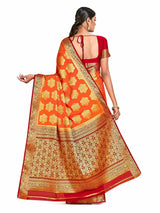 Mimosa Womens Crepe Saree Mysore Silk Peach Color