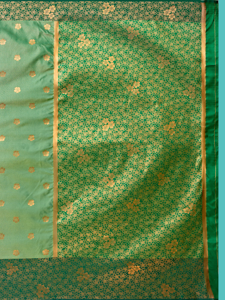 Mimosa Women's Woven Design Kanjivaram Style Art Silk Saree With Blouse Piece : SA00001329GRNFREE