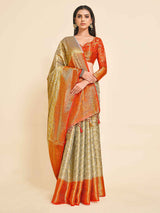 Mimosa Womens Art Silk Saree Kanjivaram Grey Color