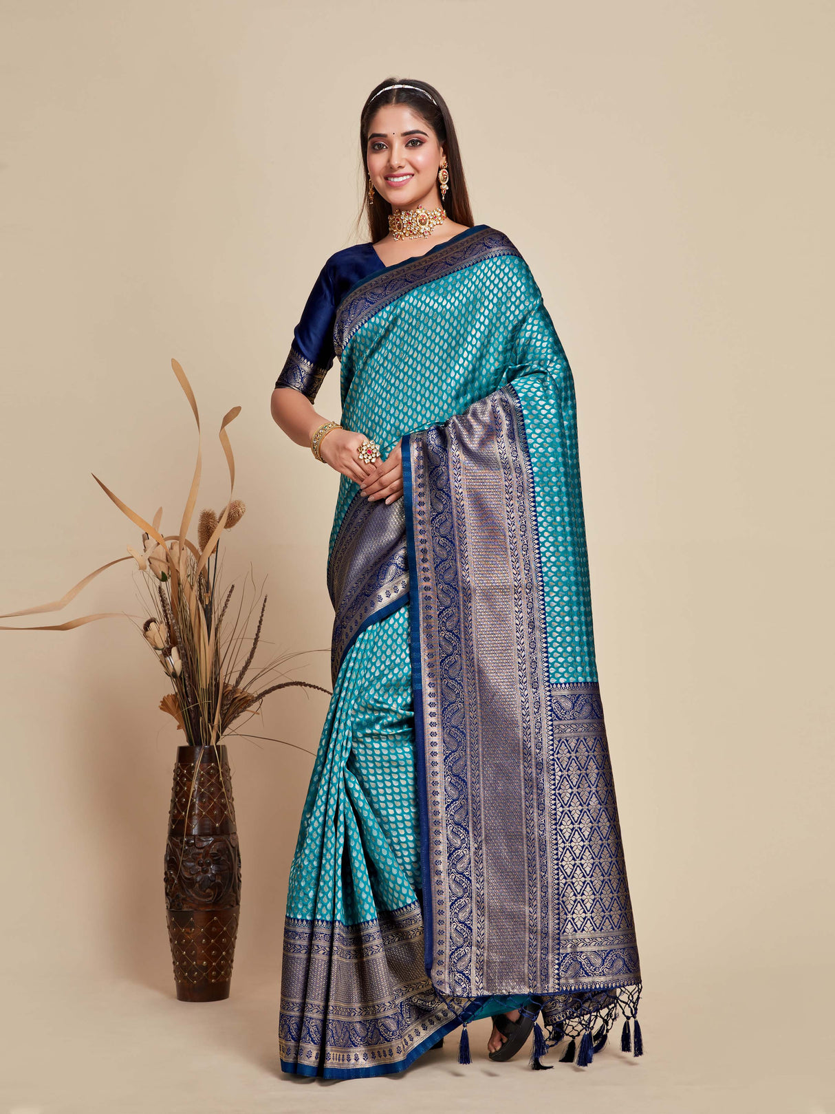 Mimosa Women's Woven Design Kanjivaram Art Silk Saree With Blouse Piece : SA00001103RM