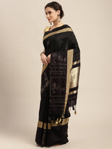 Mimosa Womens Art Silk Saree Banarasi Black Color