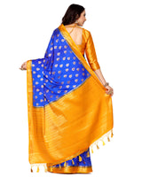 Mimosa Womens Crepe Saree Mysore Silk Royal Blue Color