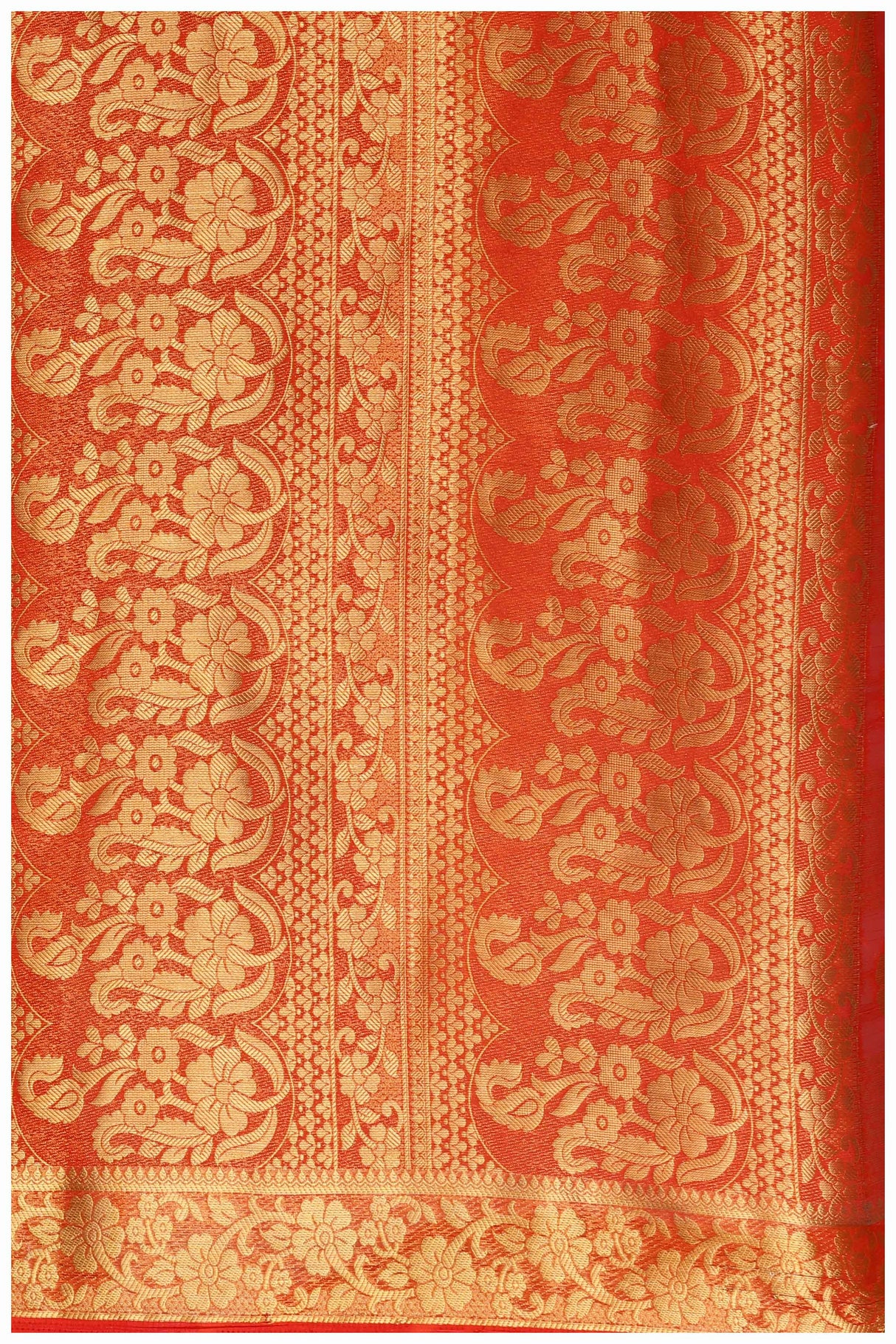 Mimosa Womens Chiffon Saree Kanjivaram Orange Color