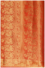 Mimosa Womens Chiffon Saree Kanjivaram Orange Color