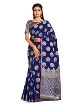 Mimosa Womens Art Silk Saree Kanjivaram Navy Blue Color