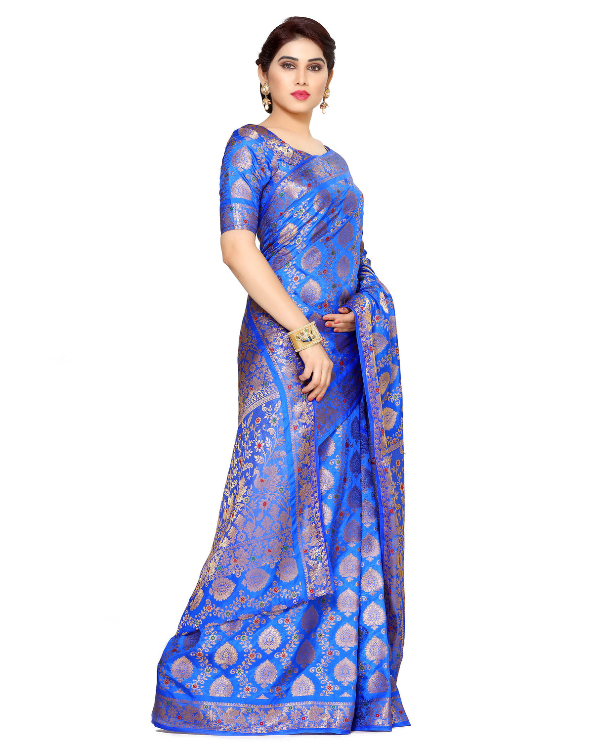 Mimosa Womens Art Silk Saree Kanjivaram Royal Blue Color