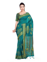 Mimosa Womens Art Silk Saree Kanjivaram Saffire Color