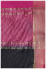 Mimosa Womens Chiffon Saree Kanjivaram style Black Color