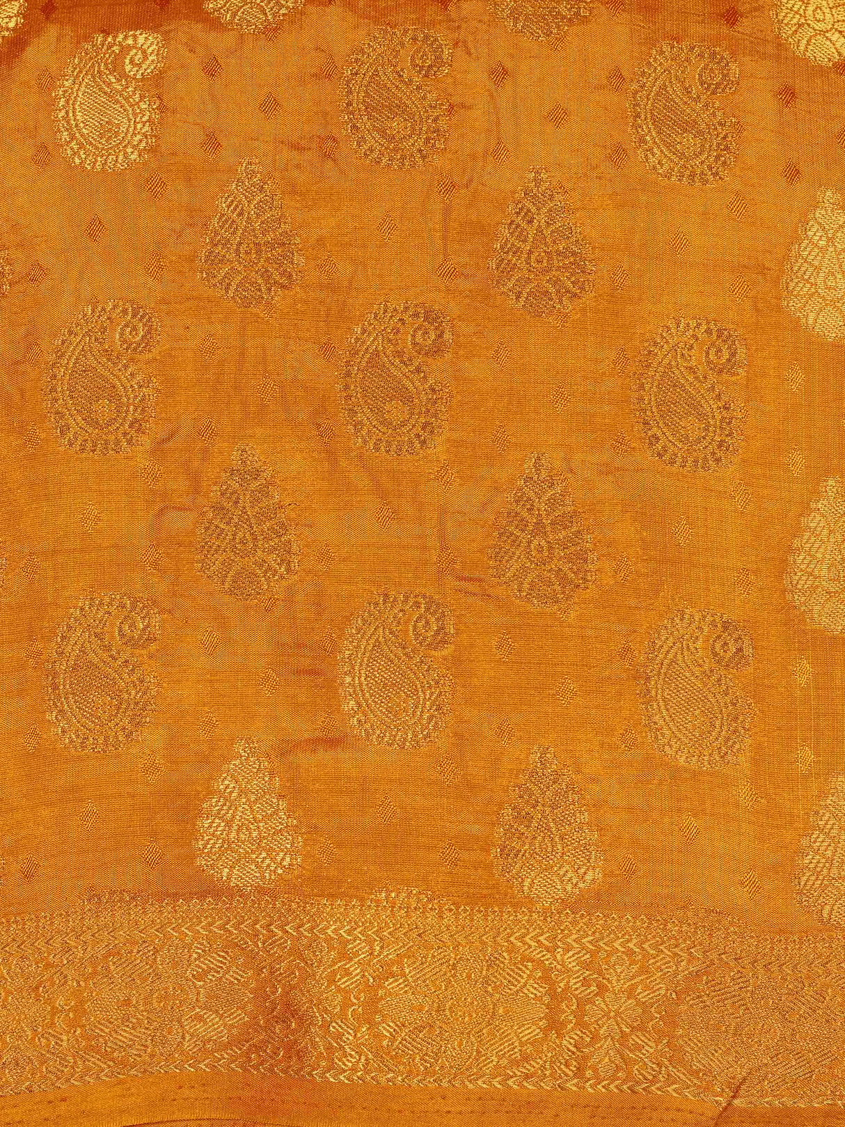 Mimosa Womens Art Silk Saree Kanjivaram Mustard Color
