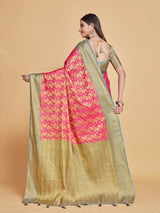 Mimosa Women's Woven Design Kanjivaram Style Art Silk Saree With Blouse Piece : SA00001125PNKFREE