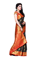 Mimosa Womens Art Silk Saree Kanjivaram Black Color