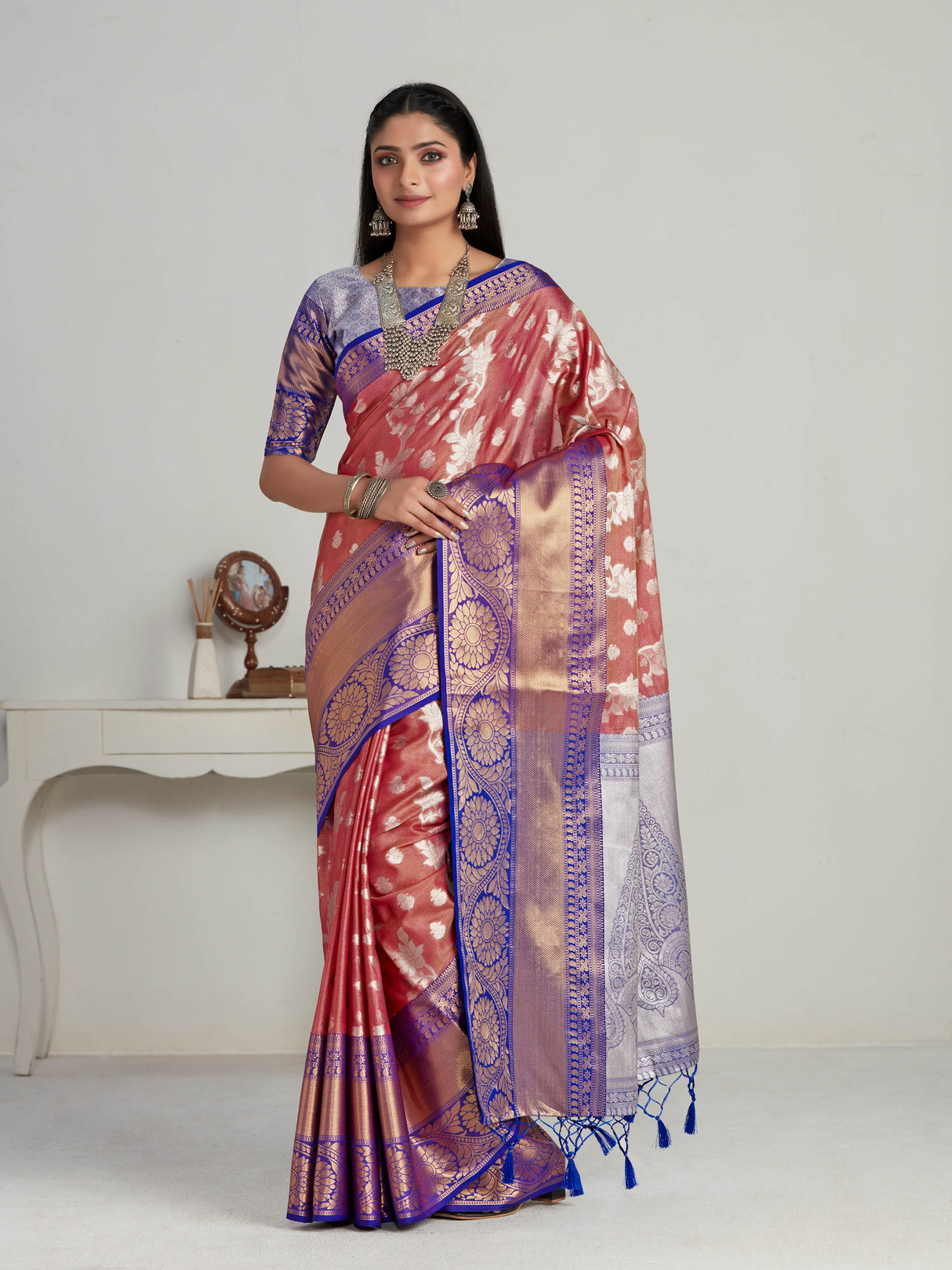 Mimosa Women's Woven Design Kanjivaram Art Silk Saree With Blouse Piece : SA0000463GJ