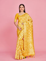 Mimosa Women's Woven Design Banarasi Style Art Silk Saree With Blouse Piece : SA00001278GDFREE