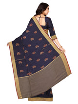 Mimosa Womens Art Silk Saree Kanjivaram style Navy Blue Color