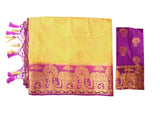 Mimosa Womens Art Silk Saree Kanjivaram Chiku Color