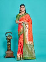 Mimosa Women's Woven Design Paithani Style Art Silk Saree With Blouse Piece : SA00001350PNKFREE