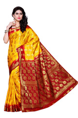 Mimosa Womens Art Silk Saree Kanjivaram Gold Color