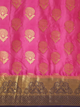 Mimosa Womens Crepe Saree Mysore Silk Rani Color