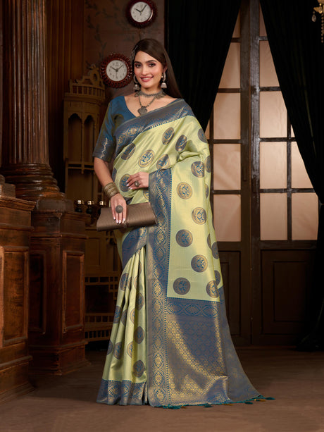 Mimosa Women's Woven Design Kanjivaram Art Silk Saree With Blouse Piece : SA0000889RM