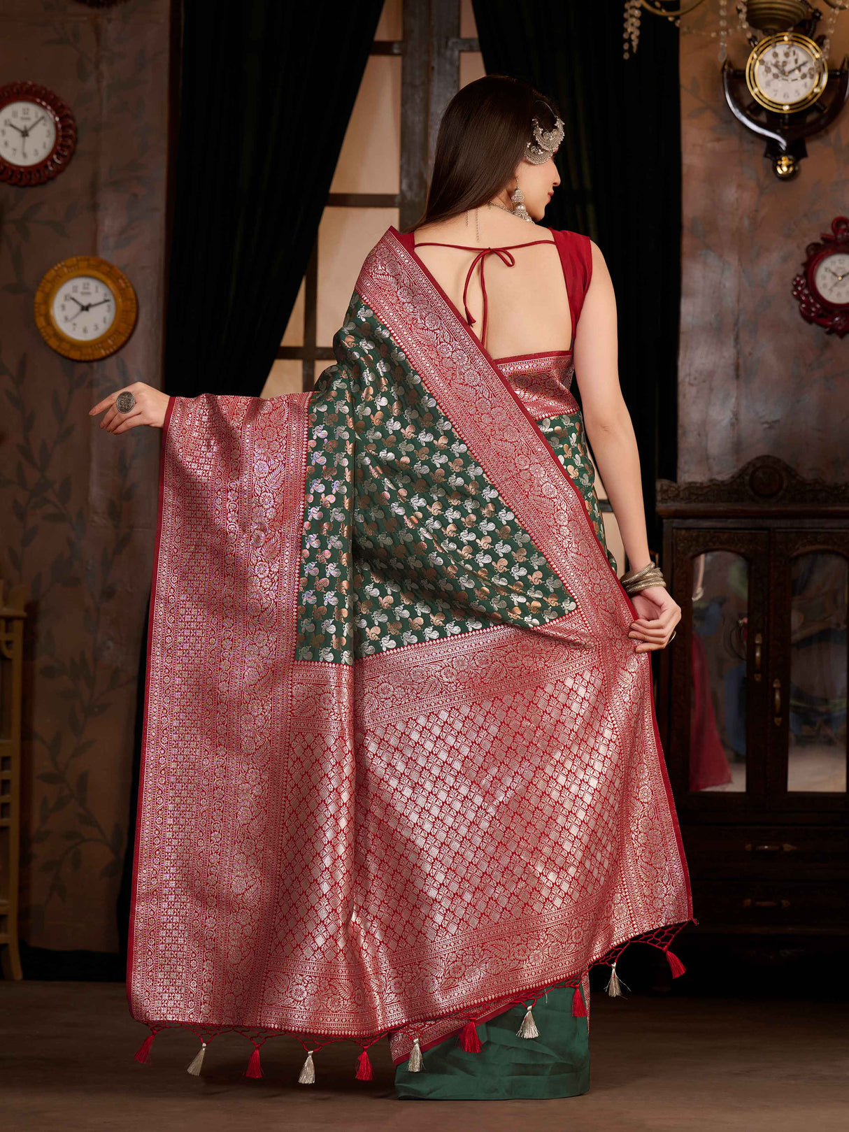 Mimosa Women's Woven Design Kanjivaram Art Silk Saree With Blouse Piece : SA0000891BG